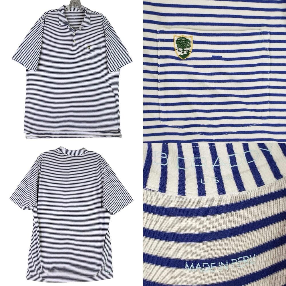 B Draddy Shirt Striped Blue Golf Short Sleeve Polo Mens Size Large L